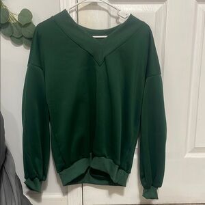 Dark Green V-Neck Sweatshirt